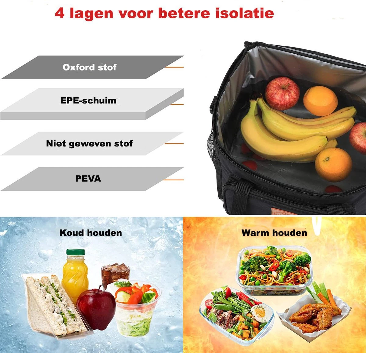 Lunchtas - Koeltas voor Dames en Heren - Cool bag - 4 Laags Geïsoleerde Koeltas - Kleine Cooler - Lunch Box - Lunchtas 15 Liter- Zwart Lunchtas - Koeltas Voor Dames En Heren - Cool Bag - 4 Laags Geïsoleerde Koeltas - Kleine Cooler - Lunch Box - Lunchtas 15 Liter- Zwart -Bo-Camp Verkoop 1200x1157 4