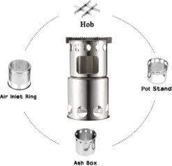 Merkloos Campingkooktoestel, Houtkachel, Draagbaar, Roestvrij Staal, Hobo-kooktoestel Met Opbergzak, Voor Barbecue, Camping, Picknick, Wandelen -Bo-Camp Verkoop 1200x1163 2