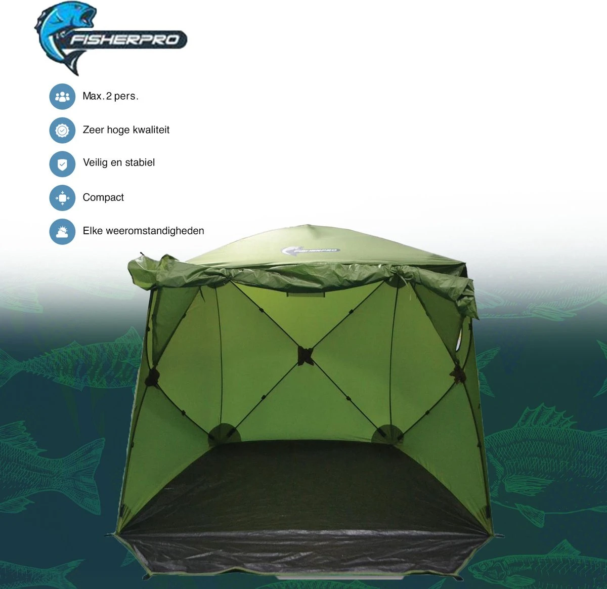 FisherPro WildLand tent –comfortabele vistent – handige strandtent – compacte festival tent - uitbreid mogelijkheden met stormcover - geschikt voor 2 personen FisherPro WildLand Tent –comfortabele Vistent – Handige Strandtent – Compacte Festival Tent - Uitbreid Mogelijkheden Met Stormcover - Geschikt Voor 2 Personen -Bo-Camp Verkoop 1200x1164 5