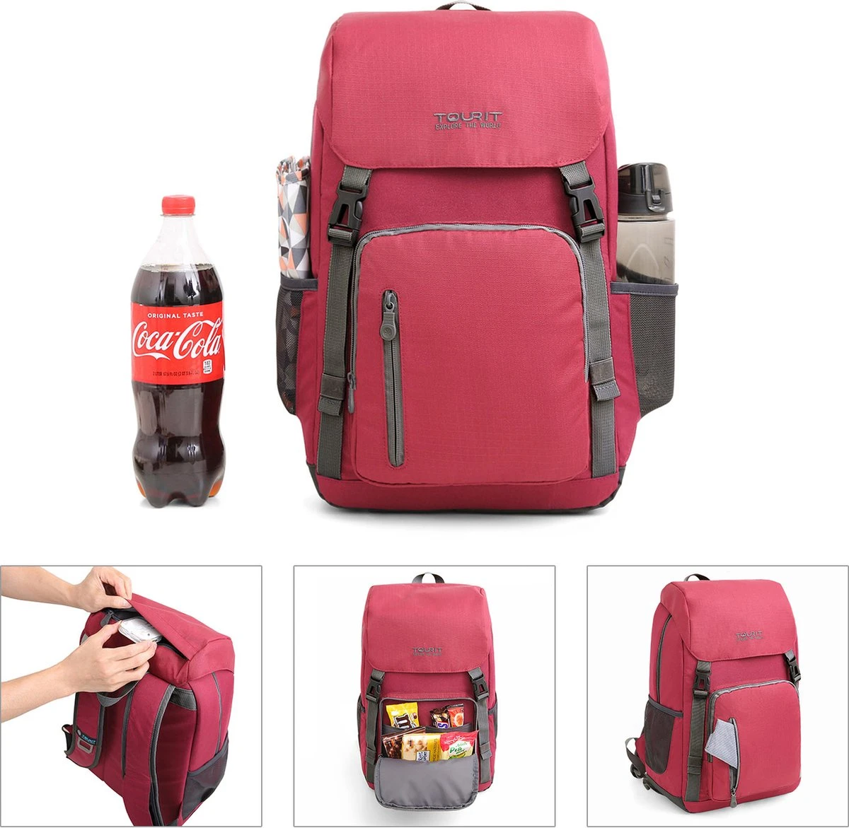 Tourit - Koeltas Rugzak (25L) - Geschikt voor 21 Blikjes - Lunchtas voor Dames en Heren - Rood Tourit - Koeltas Rugzak (25L) - Geschikt Voor 21 Blikjes - Lunchtas Voor Dames En Heren - Rood -Bo-Camp Verkoop 1200x1171 14