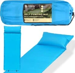 Springos Slaapmat | Zelfopblazend | 186 Cm | Inclusief Hoes & Hoofdkussen | Lichtblauw -Bo-Camp Verkoop 1200x1175 5