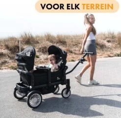 Deryan Luxe Sandy Bolderkar - Duo Buggy - Tandem Buggy - Opvouwbaar - Inklapbare Bolderwagen - Duo Kinderwagen - Zwart -Bo-Camp Verkoop 1200x1176 17