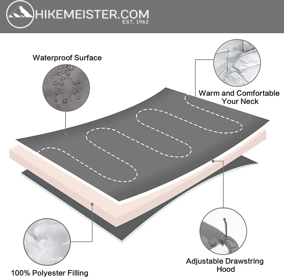 Meisterhome® mummy slaapzak - Kamperen - Antraciet - ca. 220 x 75 cm - Incl. Draagtas Meisterhome® Mummy Slaapzak - Kamperen - Antraciet - Ca. 220 X 75 Cm - Incl. Draagtas -Bo-Camp Verkoop 1200x1176 2