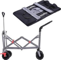 AREBOS Handkar | Transportwagen | Apparatuurwagen | Opvouwbaar | Duwstang| Zwart -Bo-Camp Verkoop 1200x1177 10