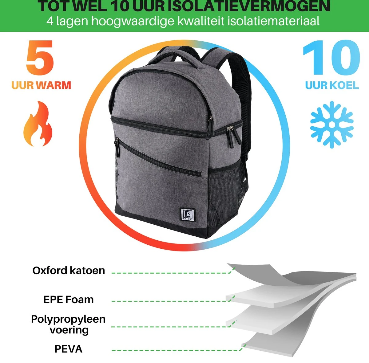 Brisby 4 Laags Geïsoleerde Koeltas Rugzak - 25 Liter - Met handige vakken voor Bestek en Essentials - Waterafstotend Materiaal - Donkergrijs Brisby 4 Laags Geïsoleerde Koeltas Rugzak - 25 Liter - Met Handige Vakken Voor Bestek En Essentials - Waterafstotend Materiaal - Donkergrijs -Bo-Camp Verkoop 1200x1178 12