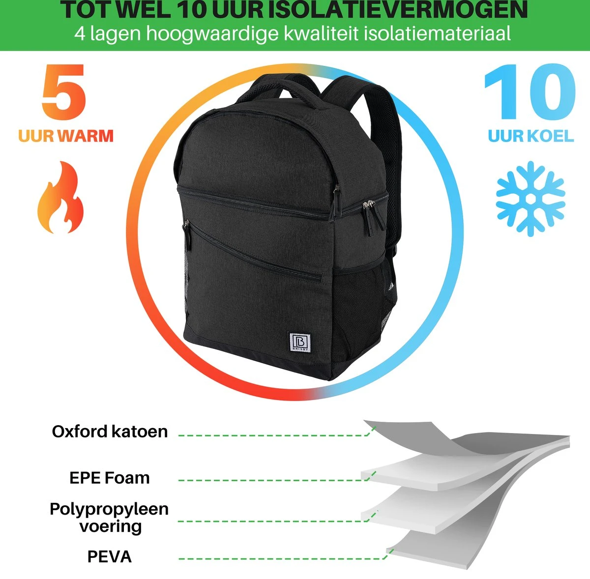 Brisby 4 Laags Geïsoleerde Koeltas Rugzak - 25 Liter - Met handige vakken voor Bestek en Essentials - Waterafstotend Materiaal - Zwart Brisby 4 Laags Geïsoleerde Koeltas Rugzak - 25 Liter - Met Handige Vakken Voor Bestek En Essentials - Waterafstotend Materiaal - Zwart -Bo-Camp Verkoop 1200x1178 15