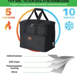 Packaway 4 Laags Geïsoleerde Koeltas - Lunchtas 40 Liter - Zwart -Bo-Camp Verkoop 1200x1178 19