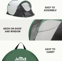 JEMIDI Tweepersoons Pop-up Tent - Opgooitent, Werptent Voor 2 Personen - Ideaal Als Festivaltent Of Kampeertent - Verschillende Kleuren -Bo-Camp Verkoop 1200x1178 3