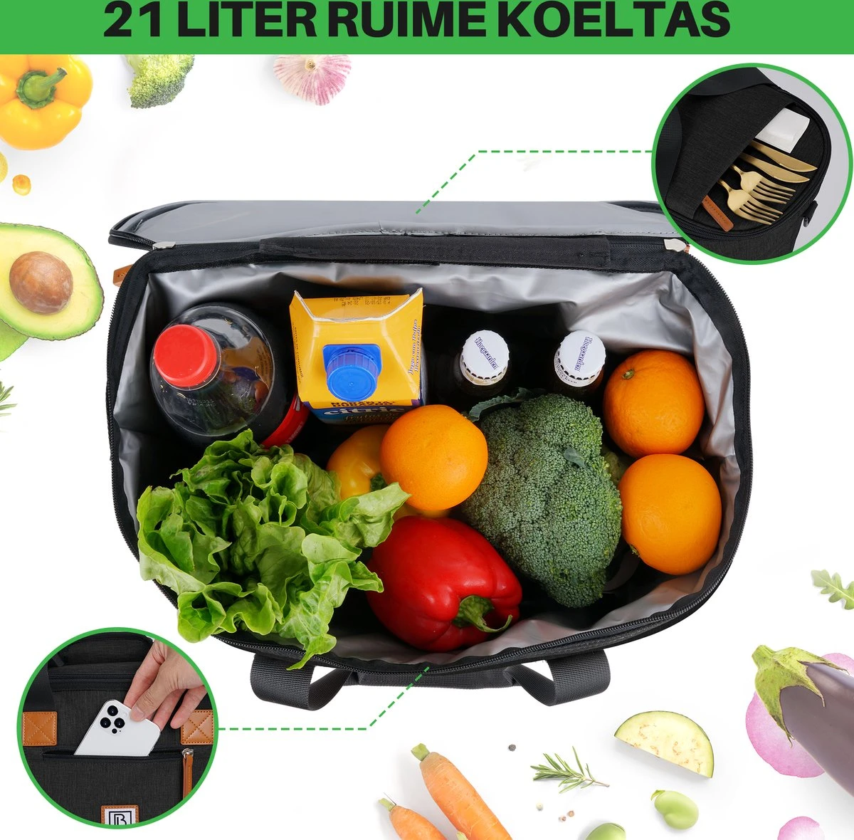 Brisby 4 Laags Geïsoleerde Koeltas - Boodschappentas 21 Liter - Zwart Brisby 4 Laags Geïsoleerde Koeltas - Boodschappentas 21 Liter - Zwart -Bo-Camp Verkoop 1200x1180 15