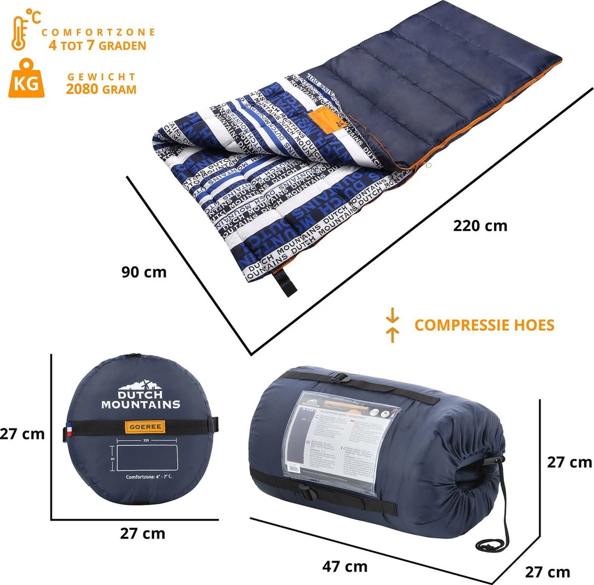 Dutch Mountains Slaapzak Goeree XL - Kussen 25x15cm - 220x90cm Katoenen Slaapzak - Tochtstrip Dutch Mountains Slaapzak Goeree XL - Kussen 25x15cm - 220x90cm Katoenen Slaapzak - Tochtstrip -Bo-Camp Verkoop 1200x1182 3