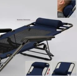 Ligstoel 180x60cm - Opvouwbaar Campingstoel Ligbed Strandstoel Tuinstoel Vouwligstoel Blauw -Bo-Camp Verkoop 1200x1184 2