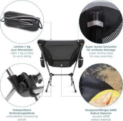 Smartpeas Campingstoel Van Stevig 600D Polyester En Aluminium - Lichtgewicht En Opvouwbaar - Camping Gadget Inclusief Zijzakken +Plus: Strandmat & Draagtas -Bo-Camp Verkoop 1200x1186