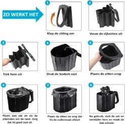 Merkloos Camping Toilet Met Draagtas En 10 Vuilzakken - Toiletemmer Draagbaar Met Deksel 6 Merkloos Camping Toilet Met Draagtas En 10 Vuilzakken - Toiletemmer Draagbaar Met Deksel -Bo-Camp Verkoop 1200x1188 3