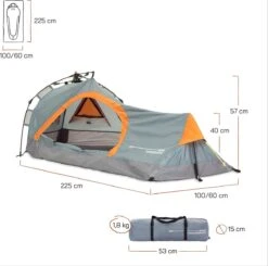 Where Tomorrow Solo Tent Pop Up 225X100X57 Cm - Grijs - 1 Persoons 5 Where Tomorrow Solo Tent Pop Up 225X100X57 Cm - Grijs - 1 Persoons -Bo-Camp Verkoop 1200x1190 7