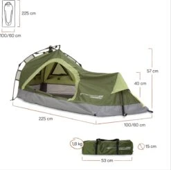 Where Tomorrow Solo Tent 225X100X57 Cm - Groen - 1 Persoons -Bo-Camp Verkoop 1200x1190 8