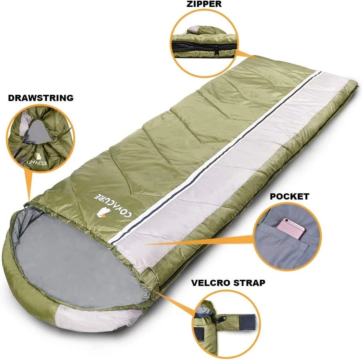 COVACURE 1.5/0.8kg Slaapzak, 3 seizoenen Ultra Warm & Lichtgewicht Slaapzak voor volwassenen, Envelop Compacte Outdoor Slaapzakken met Draagbare Compressie Tas voor Camping, Rugzakken, Wandelen... COVACURE 1.5/0.8kg Slaapzak, 3 Seizoenen Ultra Warm & Lichtgewicht Slaapzak Voor Volwassenen, Envelop Compacte Outdoor Slaapzakken Met Draagbare Compressie Tas Voor Camping, Rugzakken, Wandelen... -Bo-Camp Verkoop 1200x1193 1