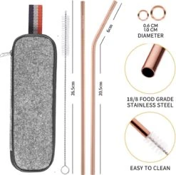 House Of Husk Reisbestek - Reis Bestekset - Chopsticks - Metalen Rietjes Met Borstel - Lepel - Vaatwasserbestendig - RVS - 7 Delig - Rose Goud -Bo-Camp Verkoop 1200x1193 9