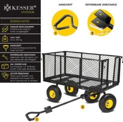 Exxen KESSER® Bolderkar, 550 Kg Belastbaar, Tuinwagen, Transportwagen, Tuinwagen, Uitneembaar Zeil, Gereedschapswagen, Handwagen, Veelzijdig Inzetbaar, Zwart -Bo-Camp Verkoop 1200x1194 7