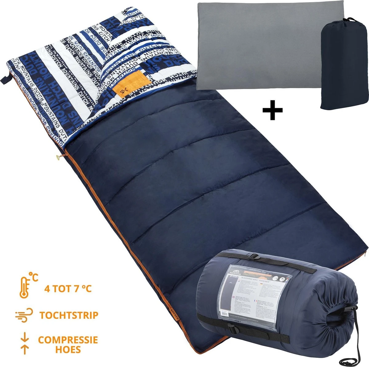 Dutch Mountains Slaapzak Goeree XL - Kussen 25x15cm - 220x90cm Katoenen Slaapzak - Tochtstrip Dutch Mountains Slaapzak Goeree XL - Kussen 25x15cm - 220x90cm Katoenen Slaapzak - Tochtstrip -Bo-Camp Verkoop 1200x1195 3