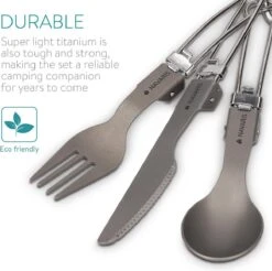 Navaris Campingbestek Van Titanium - Set Met Vork, Mes En Lepel - Inklapbaar - Bestekset Voor Onderweg - Inclusief Karabijnhaak En Bewaarzakje -Bo-Camp Verkoop 1200x1195 8