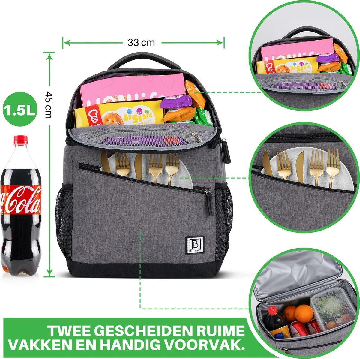Brisby 4 Laags Geïsoleerde Koeltas Rugzak - 25 Liter - Met handige vakken voor Bestek en Essentials - Waterafstotend Materiaal - Donkergrijs Brisby 4 Laags Geïsoleerde Koeltas Rugzak - 25 Liter - Met Handige Vakken Voor Bestek En Essentials - Waterafstotend Materiaal - Donkergrijs -Bo-Camp Verkoop 1200x1196 24