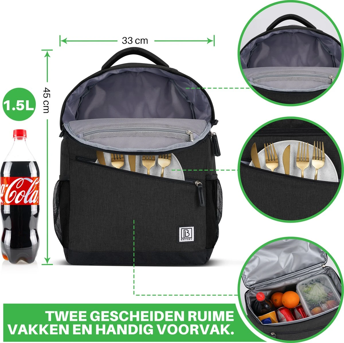 Brisby 4 Laags Geïsoleerde Koeltas Rugzak - 25 Liter - Met handige vakken voor Bestek en Essentials - Waterafstotend Materiaal - Zwart Brisby 4 Laags Geïsoleerde Koeltas Rugzak - 25 Liter - Met Handige Vakken Voor Bestek En Essentials - Waterafstotend Materiaal - Zwart -Bo-Camp Verkoop 1200x1196 26