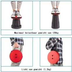 Kampeerkruk - Uitschuifbare Kruk - Rood/Zwart- Tot 120 Kg - Travel Stool - Opvouwbare Campingkruk - Inklapbaar Krukje - Telescopische Kruk - Camping - Outdoor -Bo-Camp Verkoop 1200x1198 3