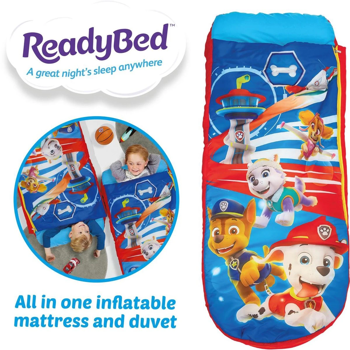 Paw Patrol Junior ReadyBed-2 in 1 Kids Sleeping Inflatable air Bed in a Bag with a Pump, Polyester, Single Paw Patrol Junior ReadyBed-2 In 1 Kids Sleeping Inflatable Air Bed In A Bag With A Pump, Polyester, Single -Bo-Camp Verkoop 1200x1199 4