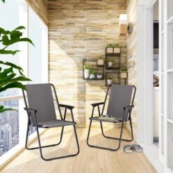 Relaxdays Campingstoel Inklapbaar Set Van 2 - Klapstoel 100 Kg - Visstoel Met Armleuningen - Grijs -Bo-Camp Verkoop 1200x1200 10