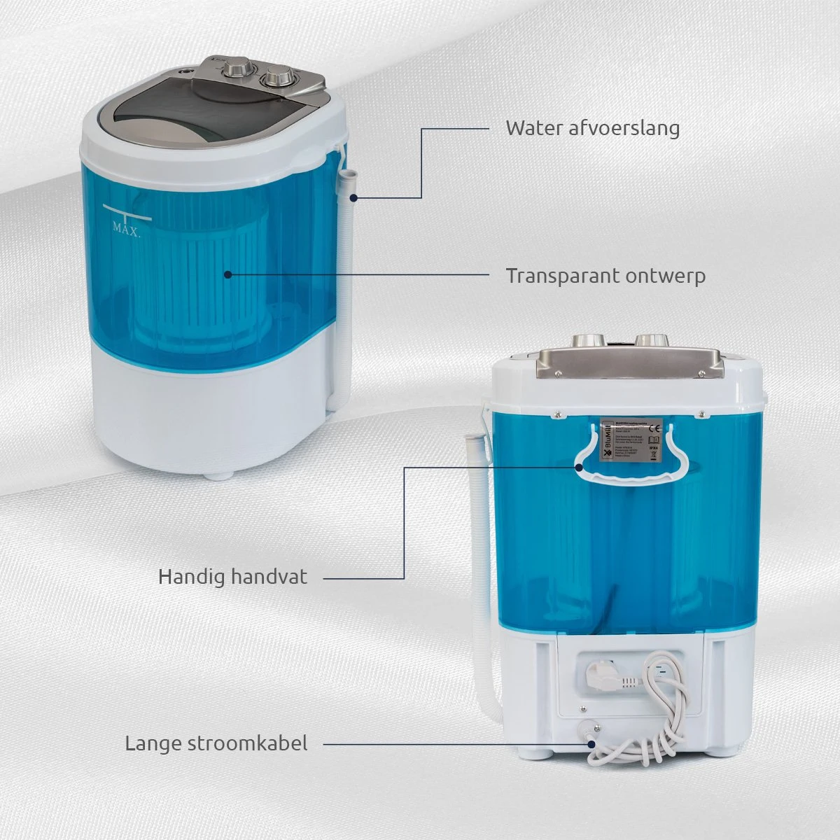 BluMill Mini Wasmachine - met Centrifuge - Compact - Camping Wasmachine - Duurzame Keuze BluMill Mini Wasmachine - Met Centrifuge - Compact - Camping Wasmachine - Duurzame Keuze -Bo-Camp Verkoop 1200x1200 1049