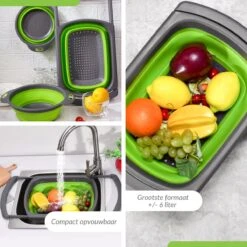 Buxibo - 3-Delige Keuken Vergiet Set Inklapbaar Groen/Grijs -Bo-Camp Verkoop 1200x1200 1161