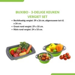 Buxibo - 3-Delige Keuken Vergiet Set Inklapbaar Groen/Grijs -Bo-Camp Verkoop 1200x1200 1162