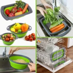 Buxibo - 3-Delige Keuken Vergiet Set Inklapbaar Groen/Grijs -Bo-Camp Verkoop 1200x1200 1167