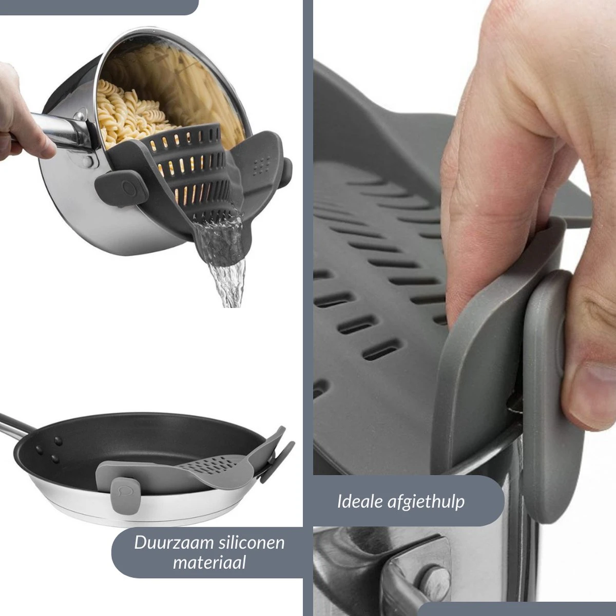 SensaHome- Siliconen Vergiet - Keuken Afgietdeksel - Afgiethulp - Siliconen - BPA Vrij - Grijs SensaHome- Siliconen Vergiet - Keuken Afgietdeksel - Afgiethulp - Siliconen - BPA Vrij - Grijs -Bo-Camp Verkoop 1200x1200 1196