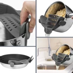 SensaHome- Siliconen Vergiet - Keuken Afgietdeksel - Afgiethulp - Siliconen - BPA Vrij - Grijs 4 SensaHome- Siliconen Vergiet - Keuken Afgietdeksel - Afgiethulp - Siliconen - BPA Vrij - Grijs -Bo-Camp Verkoop 1200x1200 1199