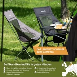 Skandika Campingstoel Compact – Campingstoelen - Campingstoel Tot 150 Kg Belastbaar - Kampeerstoel, Visstoel, Kleine Pakmaat, Opvouwbaar, Stabiel, Licht, Comfortabel Gepolsterd – Draagtas Meegeleverd - Vouwstoel – Zwart -Bo-Camp Verkoop 1200x1200 120