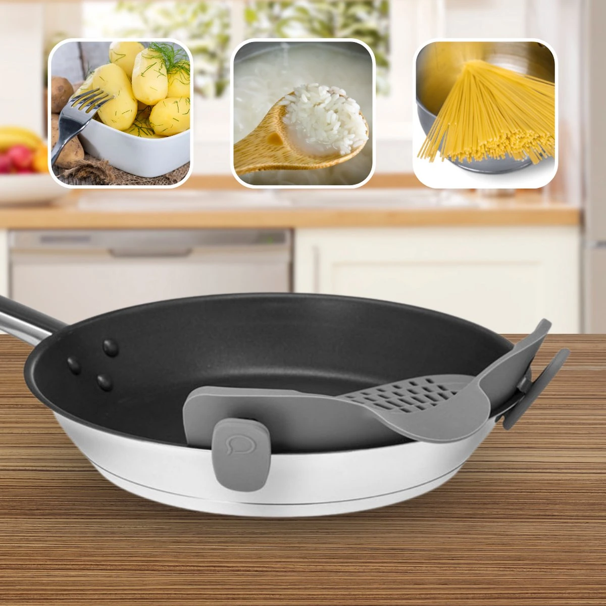 SensaHome- Siliconen Vergiet - Keuken Afgietdeksel - Afgiethulp - Siliconen - BPA Vrij - Grijs SensaHome- Siliconen Vergiet - Keuken Afgietdeksel - Afgiethulp - Siliconen - BPA Vrij - Grijs -Bo-Camp Verkoop 1200x1200 1208