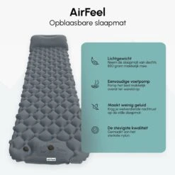 AirFeel Opblaasbaar Slaapmatje - Ingebouwde Pomp En Kussen - Lichtgewicht - 196 X 60 X 6cm - Gray 4 AirFeel Opblaasbaar Slaapmatje - Ingebouwde Pomp En Kussen - Lichtgewicht - 196 X 60 X 6cm - Gray -Bo-Camp Verkoop 1200x1200 1240