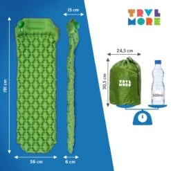 TRVLMORE Slaapmat - Zelfopblazend - 1 Persoons - Ingebouwde Pomp En Kussen - Groen -Bo-Camp Verkoop 1200x1200 1280