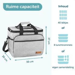 ForDig Koeltas XL Grijs (30 Liter) - Gemaakt Van 600D Polyester Met PEVA-Voering - Ruimte Voor 40 Blikjes Of 20 Halve Liter Flessen - Opvouwbaar Koel Tas Met Easy-Acces Flap - Ruimte Voor Bestek - Picknick Cool Bag - Coolerbag - Grote Cooler -Bo-Camp Verkoop 1200x1200 1477