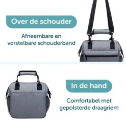 ForDig Lunchtas Grijs - Koeltas Gemaakt Van 600D Polyester Met PEVA-Voering - Ruimte Voor Lunchtrommel / Snacks / Blikjes - Koel Tas Met Mesh Opbergruimtes En Ruimte Voor Bestek - Lunch Tas Cool Bag - Coolerbag - Kleine Cooler -Bo-Camp Verkoop 1200x1200 1508