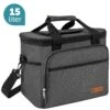 ForDig Koeltas L Zwart (15 Liter) - Gemaakt Van 600D Polyester Met PEVA-Voering - Ruimte Voor 20 Blikjes Of 10 Halve Liter Flessen - Opvouwbaar Koel Tas Met Easy-Acces Flap - Ruimte Voor Bestek - Picknick Cool Bag - Coolerbag - Grote Cooler