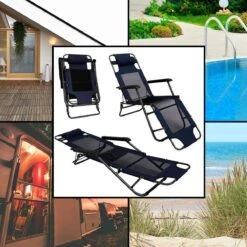 Ligstoel 180x60cm - Opvouwbaar Campingstoel Ligbed Strandstoel Tuinstoel Vouwligstoel Blauw -Bo-Camp Verkoop 1200x1200 156