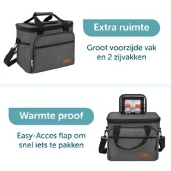 ForDig Koeltas L Zwart (15 Liter) - Gemaakt Van 600D Polyester Met PEVA-Voering - Ruimte Voor 20 Blikjes Of 10 Halve Liter Flessen - Opvouwbaar Koel Tas Met Easy-Acces Flap - Ruimte Voor Bestek - Picknick Cool Bag - Coolerbag - Grote Cooler -Bo-Camp Verkoop 1200x1200 1563
