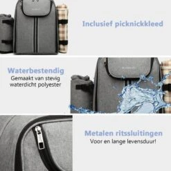 Kono Koeltas - Koelrugzak - Picknick - Picknicktas Met Flessenhouder - Koelrugtas Met Picknickkleed - Grijs (E6915 GY) 8 Kono Koeltas - Koelrugzak - Picknick - Picknicktas Met Flessenhouder - Koelrugtas Met Picknickkleed - Grijs (E6915 GY) -Bo-Camp Verkoop 1200x1200 1710