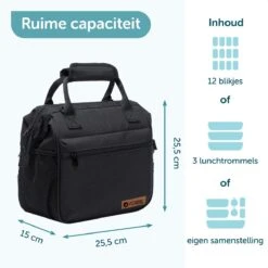 ForDig Lunchtas Zwart - Koeltas Gemaakt Van 600D Polyester Met PEVA-Voering - Ruimte Voor Lunchtrommel / Snacks / Blikjes - Koel Tas Met Mesh Opbergruimtes En Ruimte Voor Bestek - Lunch Tas Cool Bag - Coolerbag - Kleine Cooler 3 ForDig Lunchtas Zwart - Koeltas Gemaakt Van 600D Polyester Met PEVA-Voering - Ruimte Voor Lunchtrommel / Snacks / Blikjes - Koel Tas Met Mesh Opbergruimtes En Ruimte Voor Bestek - Lunch Tas Cool Bag - Coolerbag - Kleine Cooler -Bo-Camp Verkoop 1200x1200 1793