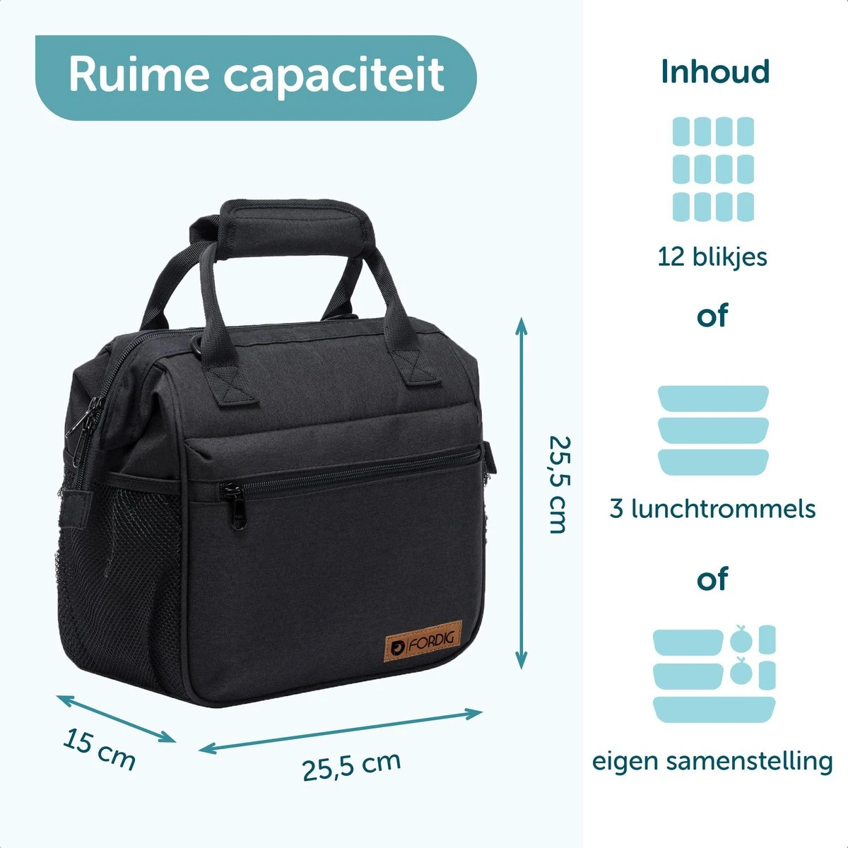 ForDig Lunchtas Zwart - Koeltas Gemaakt van 600D Polyester met PEVA-Voering - Ruimte voor Lunchtrommel / Snacks / Blikjes - Koel Tas met Mesh Opbergruimtes en Ruimte voor Bestek - Lunch Tas Cool Bag - Coolerbag - Kleine Cooler ForDig Lunchtas Zwart - Koeltas Gemaakt Van 600D Polyester Met PEVA-Voering - Ruimte Voor Lunchtrommel / Snacks / Blikjes - Koel Tas Met Mesh Opbergruimtes En Ruimte Voor Bestek - Lunch Tas Cool Bag - Coolerbag - Kleine Cooler -Bo-Camp Verkoop 1200x1200 1793