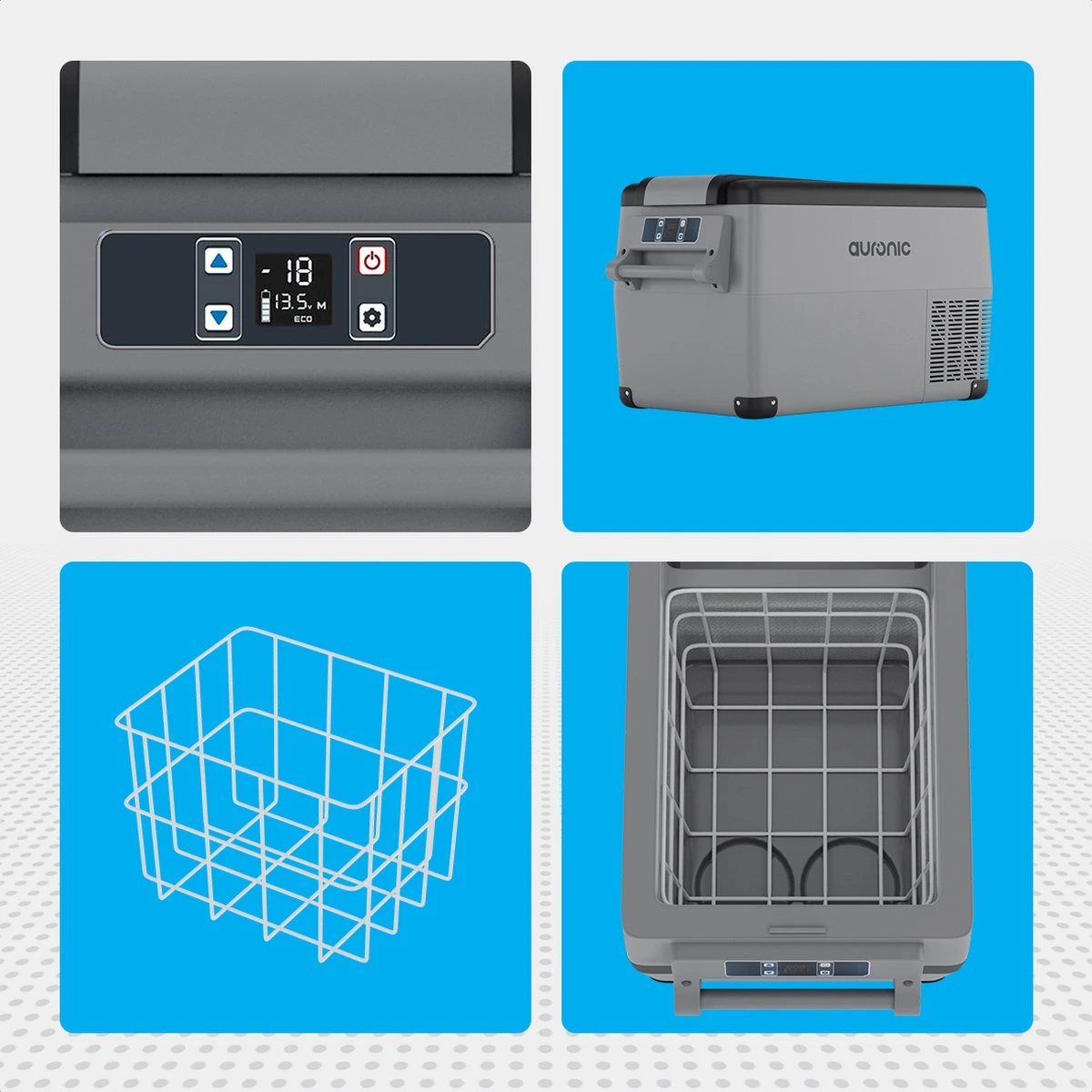 Auronic Elektrische Koelbox - 30.4L - Compressor - 12V en 240V - Grijs Auronic Elektrische Koelbox - 30.4L - Compressor - 12V En 240V - Grijs -Bo-Camp Verkoop 1200x1200 1848