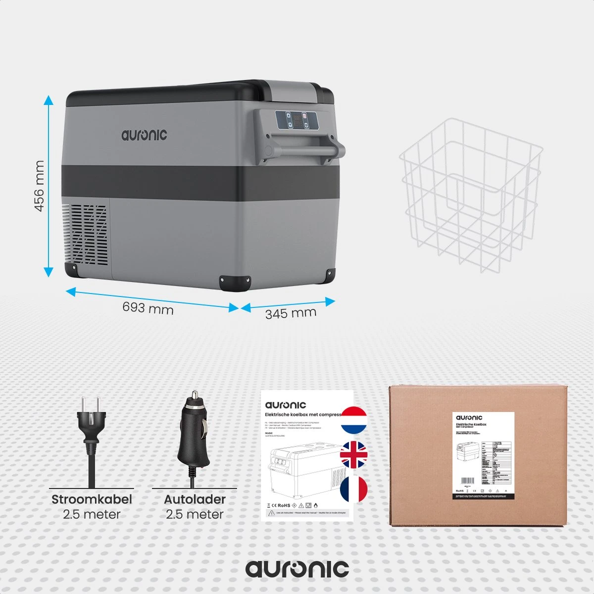 Auronic Elektrische Koelbox - 40.5L - Compressor - 12V en 240V - Grijs Auronic Elektrische Koelbox - 40.5L - Compressor - 12V En 240V - Grijs -Bo-Camp Verkoop 1200x1200 1928