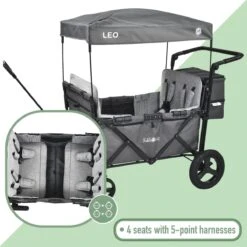 FableKids LEO X4Plus Opvouwbare Wagen Met Dak Fossil Grey -Bo-Camp Verkoop 1200x1200 1956